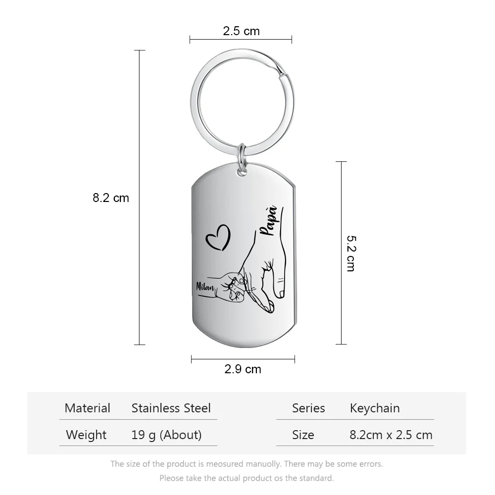 A mio papà-Portachiavi  mano nella mano 1 nome personalizzato regalo per papà