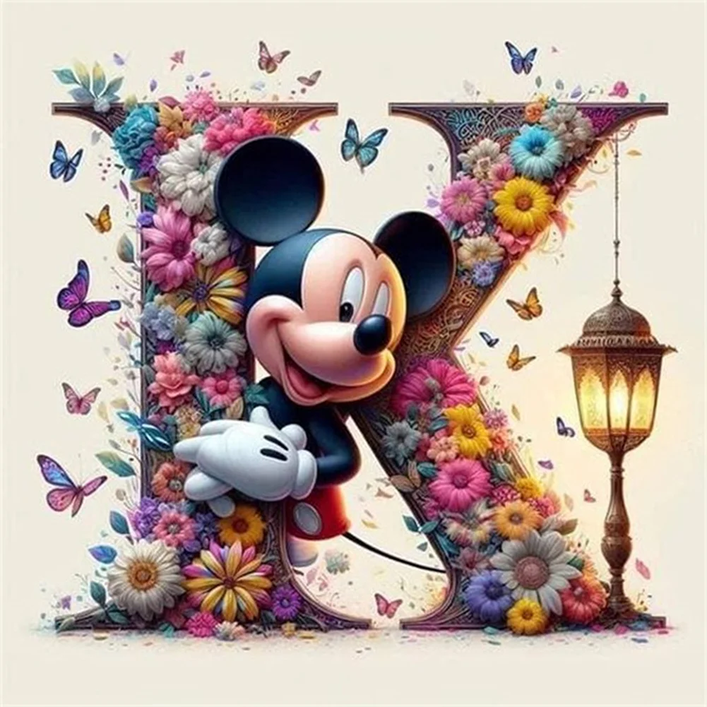 Partial AB Diamond Painting - Full Round Drill - Mickey Minnie Letters(Canvas|35*35cm)