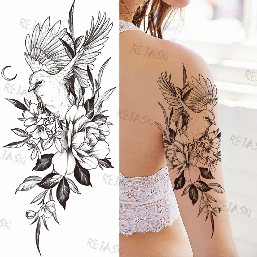 Sdrawing Big Lion Crown Temporary Tattoos For Men Women Tiger Flower Cross Skull Realistic Fake Tattoo Body Art Tatoo Sticker