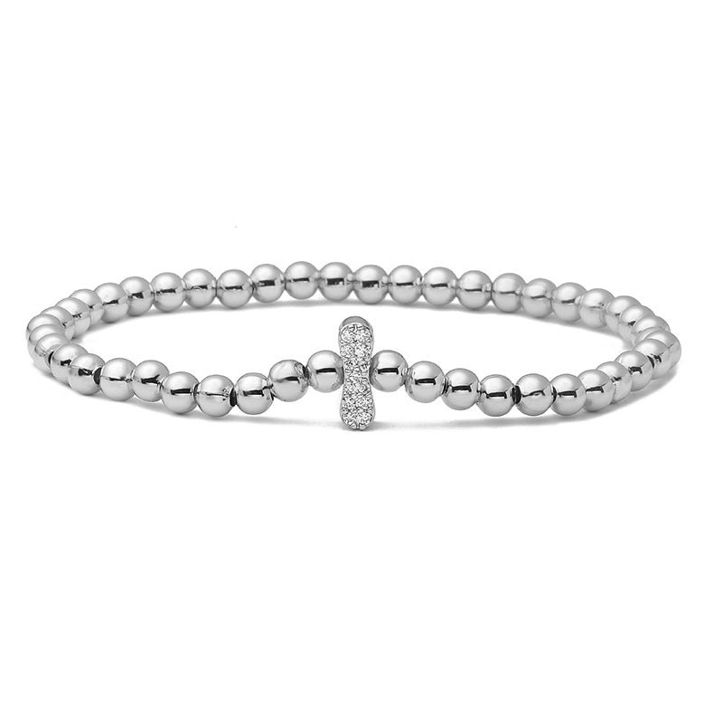 Vintage Style Minimalist Classic Style Letter Copper Zircon 18K Gold Plated Inlay Bracelets