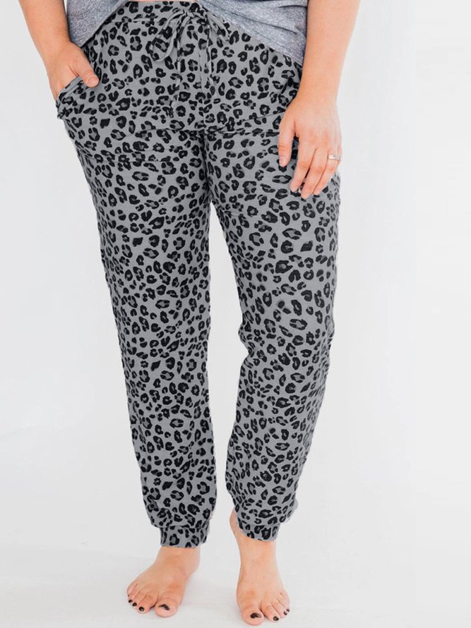 Casual Plus Size Leopard Printed Yoga Pants