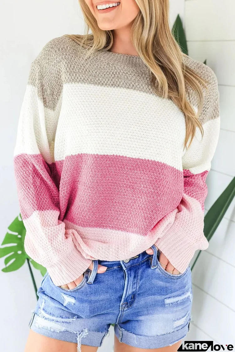 Crew Neck Color Block Sweater