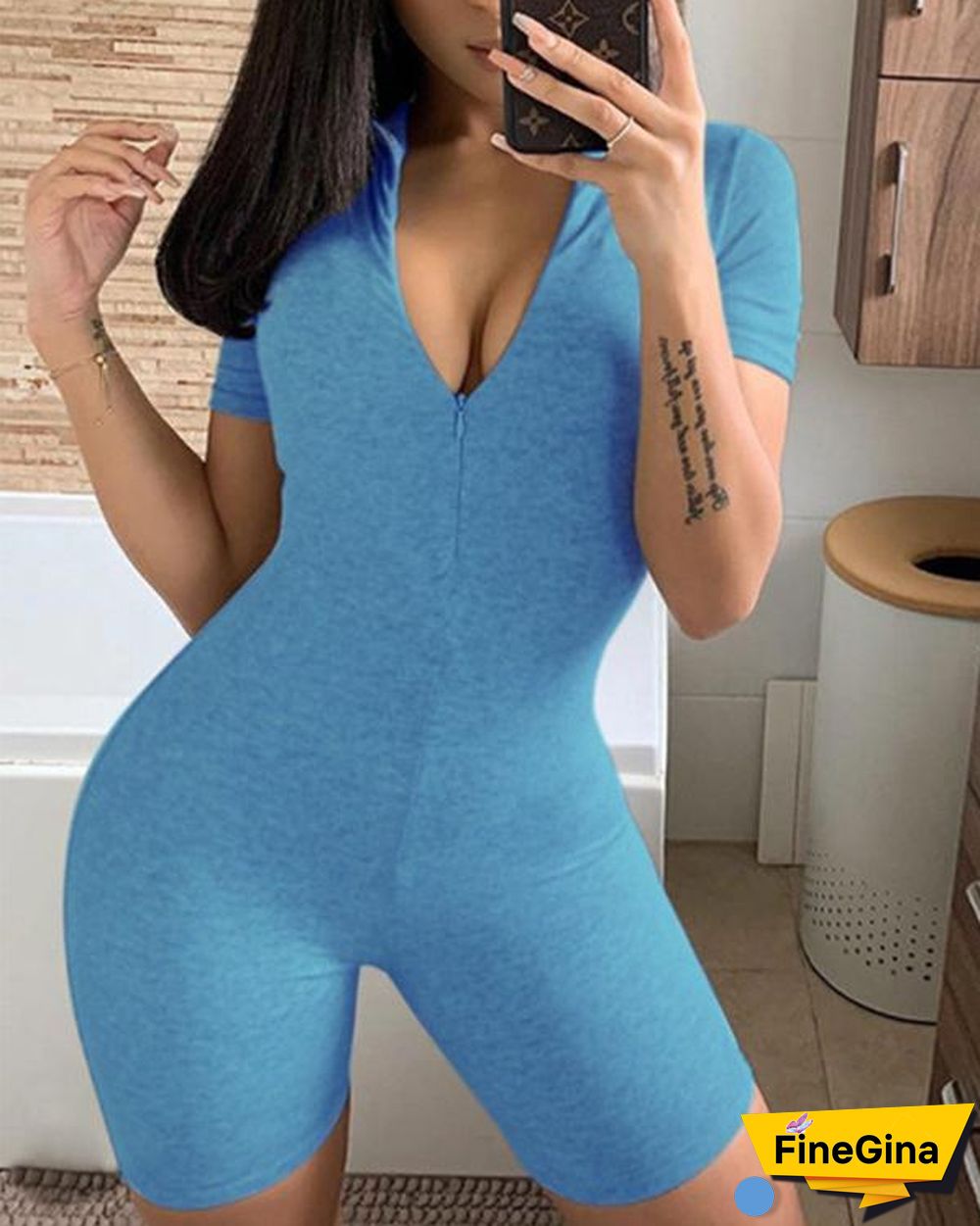 Women's Suit Tight Zip Down Sports Rompers