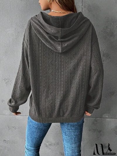 MidiSono - Textured Dropped Shoulder Hoodie