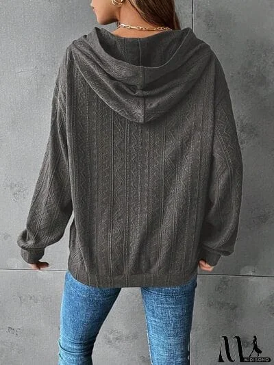 MidiSono - Textured Dropped Shoulder Hoodie