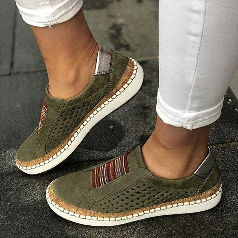 2021 Women Slip on Sneakers Shallow Loafers Vulcanized Shoes Breathable Hollow Out Casual Ladies Shoes Woman Plus Size Dropship 1103-1