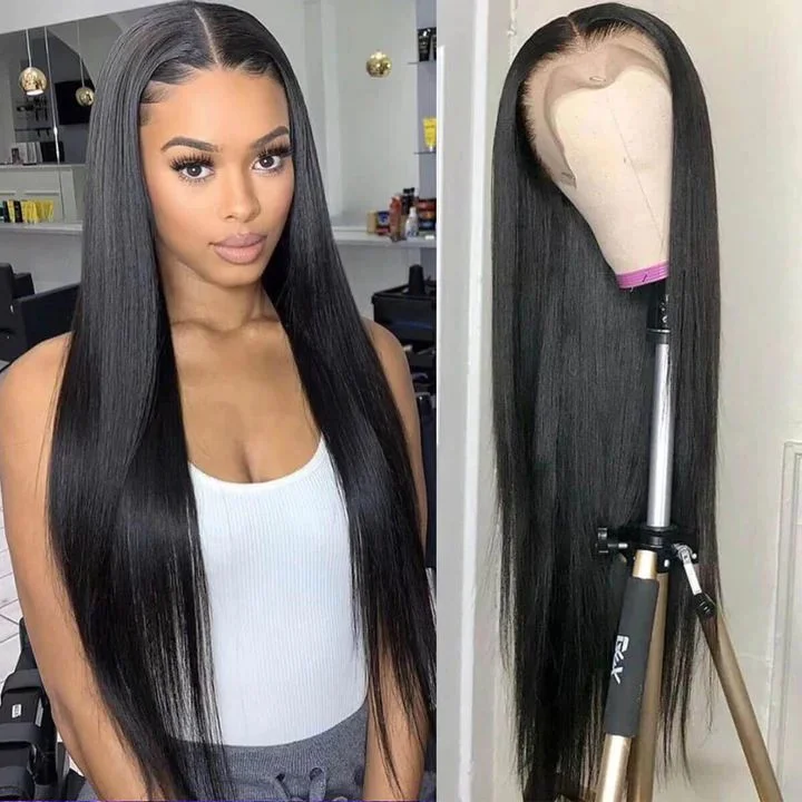13x4 Lace Front Straight Wigs Human Hair Brazilian Human Hair Wigs for Natural Black Color For Women