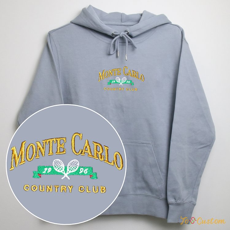 TOSCUSTOM™ Monte Carlo Country Club Embroidered Hoodie Vintage Tennis Sweatshirt