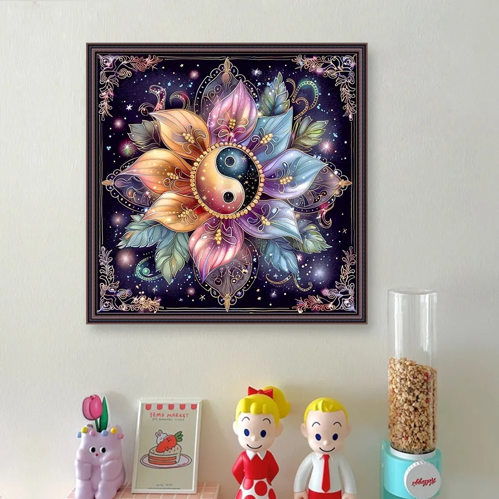 11CT Full Counted Cross Stitch - Tai Chi Flower(Canvas|50*50CM)