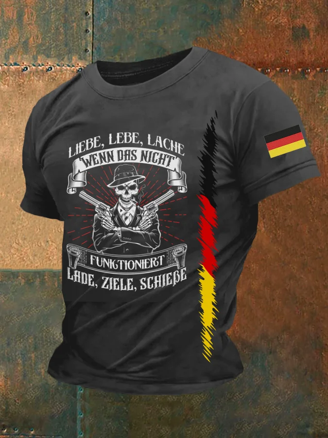 Herren Liebe Lebe Lache Wenn Das Nicht Funkiert Lade Ziele Schie&szlig;e Bedrucktes Kurzarm-T-Shirt