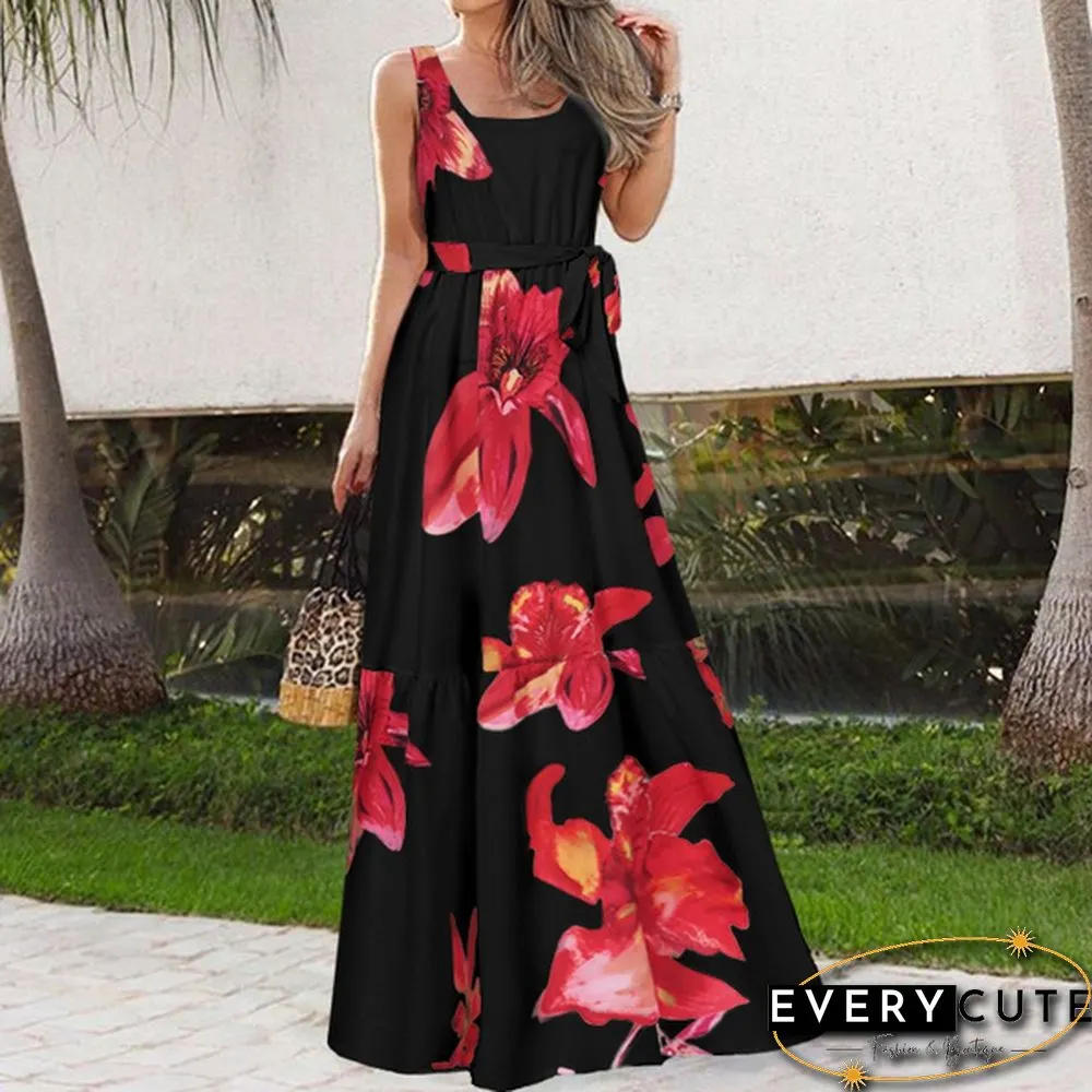 Womens Summer Floral Print Halter Sundress Casual Fashion Loose Club Maxi Skirt Plus Size