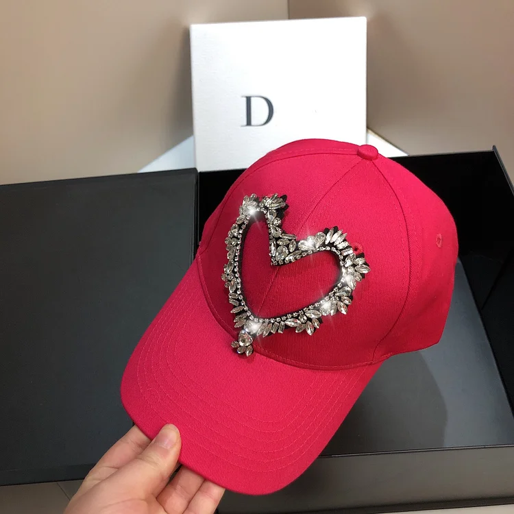 Heart diamond women baseball hat summer hat cap for women royal blue diamond hats for summer contton caps