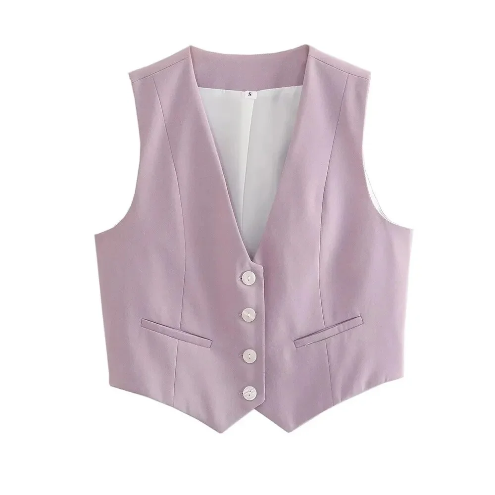 Budgetg Women Fashion Front Button Asymmetric Waistcoat Vintage V Neck Sleeveless Female Outerwear Chic Vest Tops