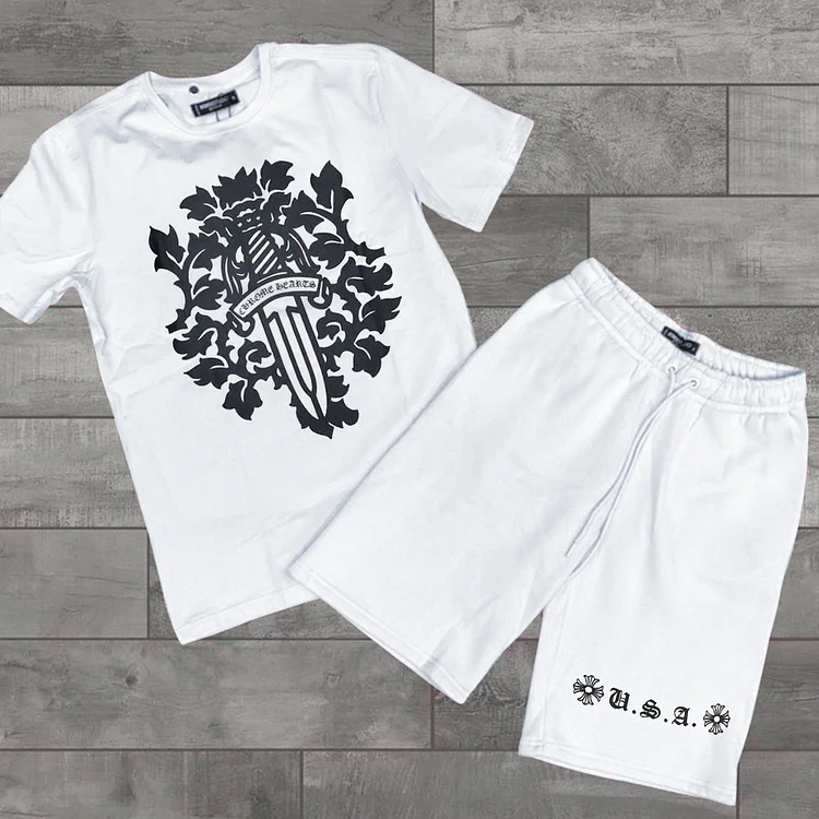 Street Cross Print Shorts Set