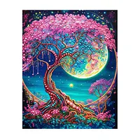 Full Moon Pink Tree - Pearls Painting