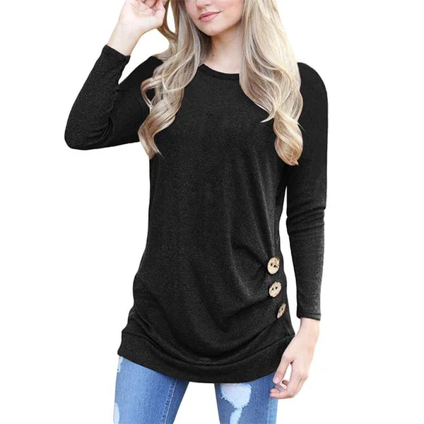 Women's Long Sleeves Tunic T-shirts Fall Winter Crewneck Pullovers Tops