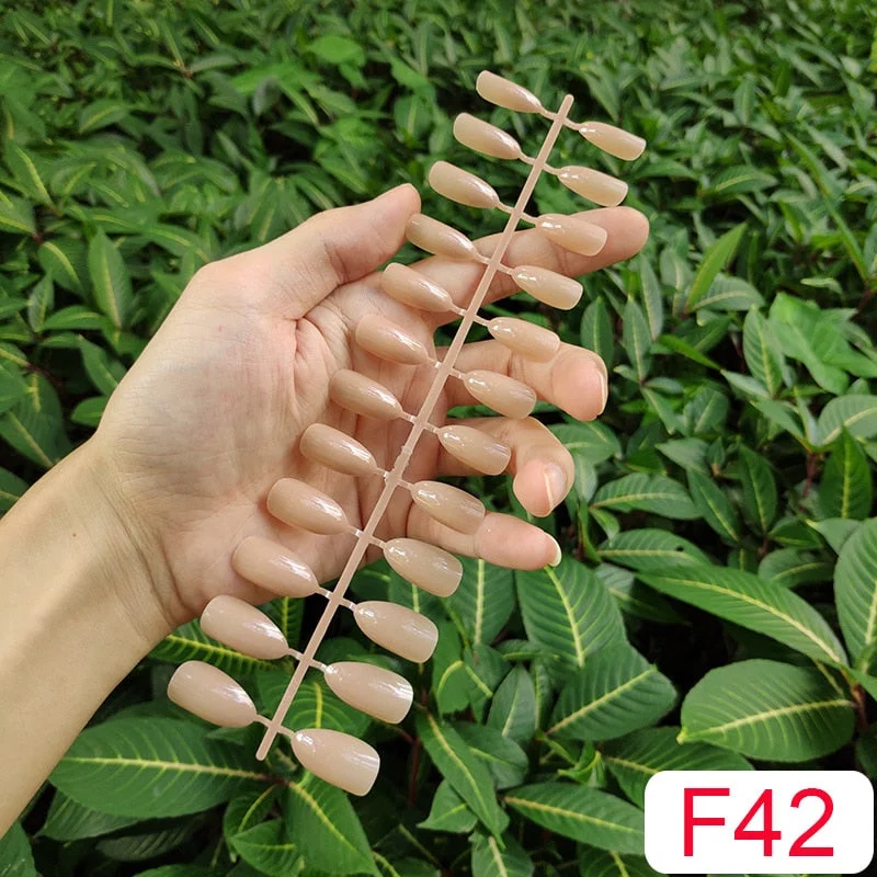 10 Sets Almond Shape False Nail Tips In Same Color 24 Pieces/Set 10 Sizes Press on Fake Nails DIY Manicure Finger Nail Tips-Nail Inspo