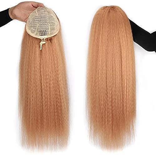  YVONNE 22inch Clip in Ponytail Extension Wrap Around Yaki Straight Hair Velcro synthetic ponytail