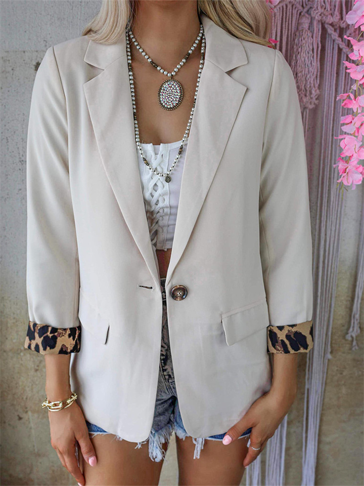 Fall and Winter New Fashion Leopard Print Long-sleeved Loose Type Cardigan Casual Suit Jacket Women's Clothing