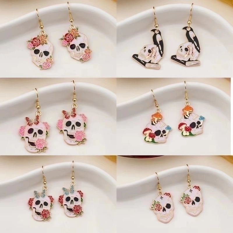 1 Pair Funny Skull Alloy Ear Hook