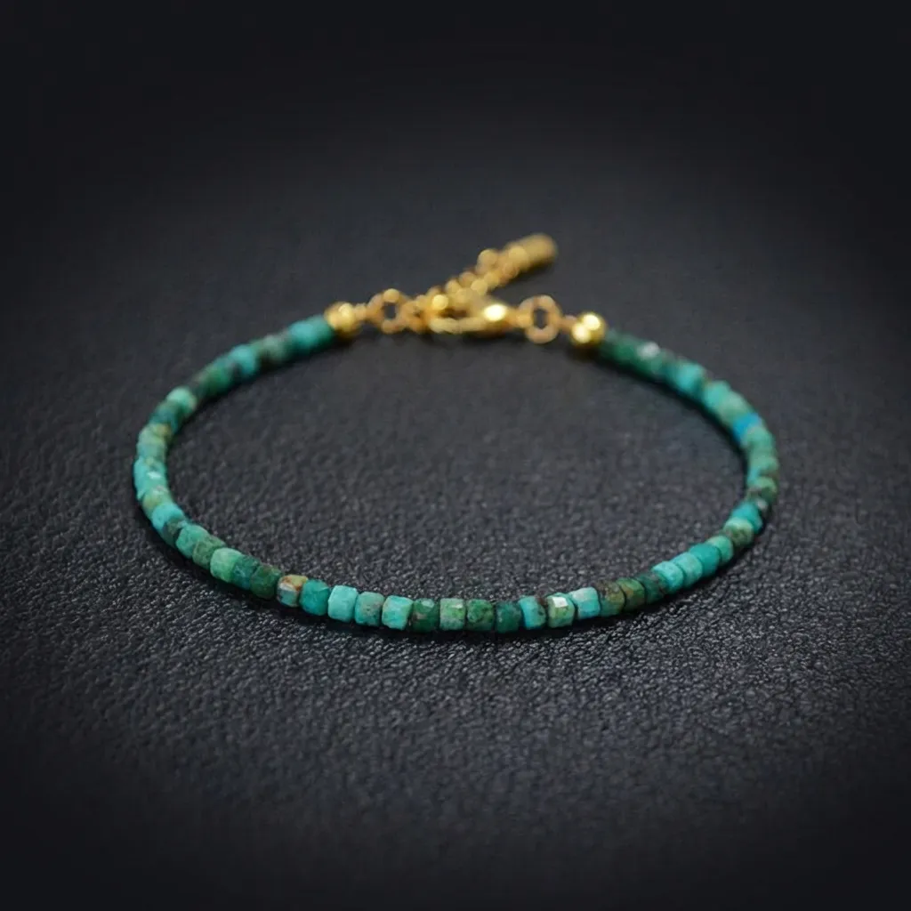 JiStones Azure Whisper | Phoenix Stone & Aquamarine 'Sugar Cube' Delicate Bracelet Classic Phoenix Stone