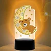 DIY Diamond Painting LED Light Moon Bear Embroidery Night Lamp Ornament Kit