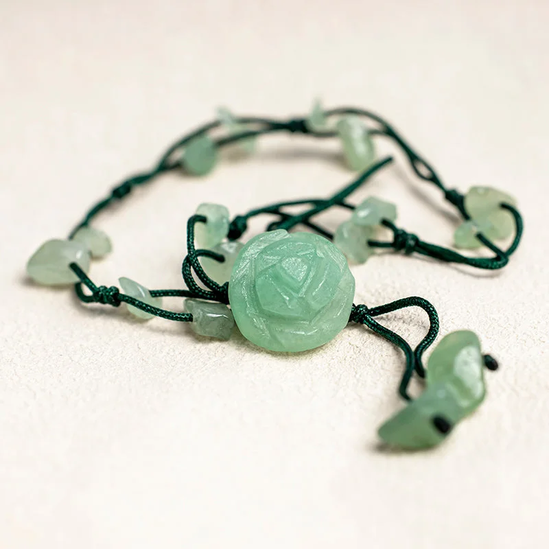 Amethyst Pink Crystal Green Aventurine Rose Inner Peace Healing Anklet