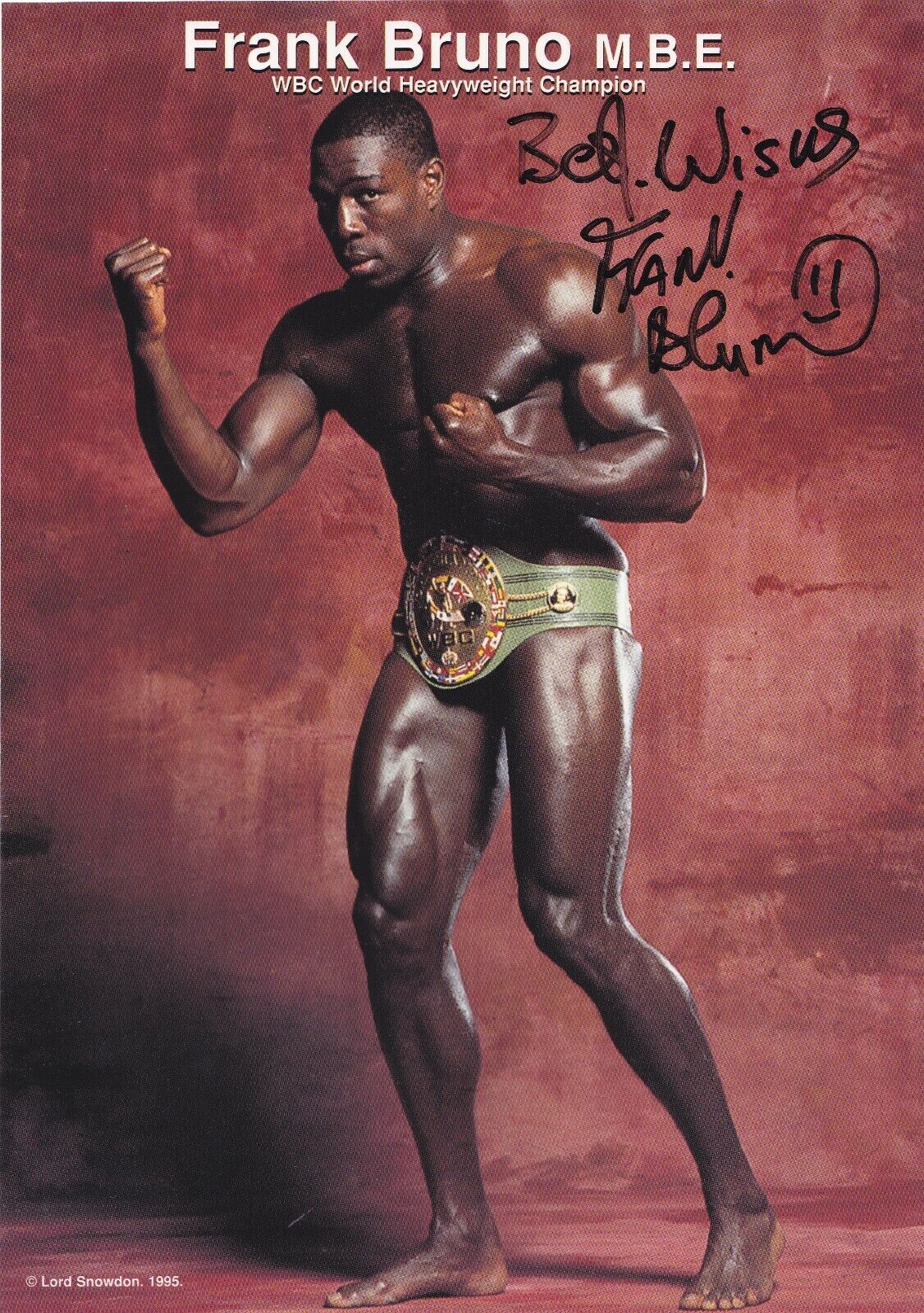 British Boxing Great FRANK BRUNO Signed Promo Colour Picture (A)