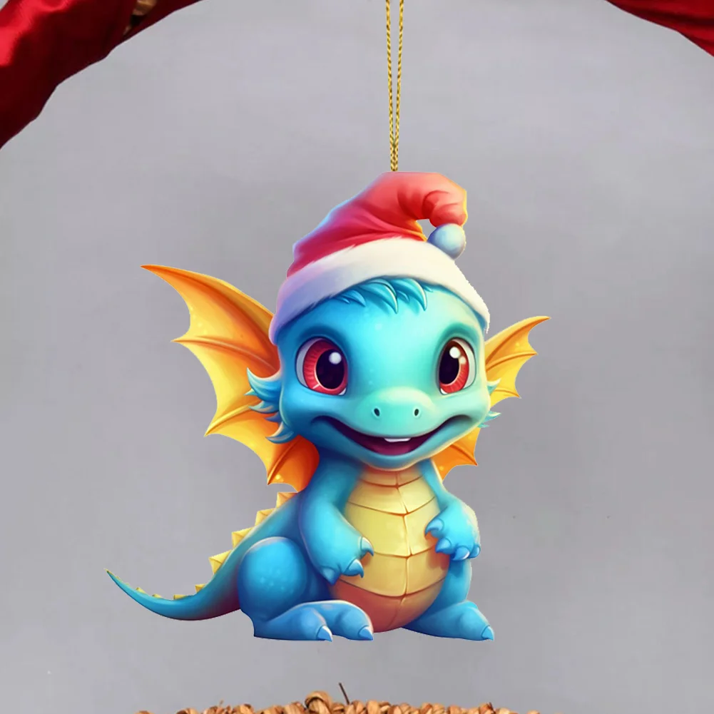 Statue Of Baby Dragon Acrylic Handmake Dinosaur Figurines Cartoon (Blue)