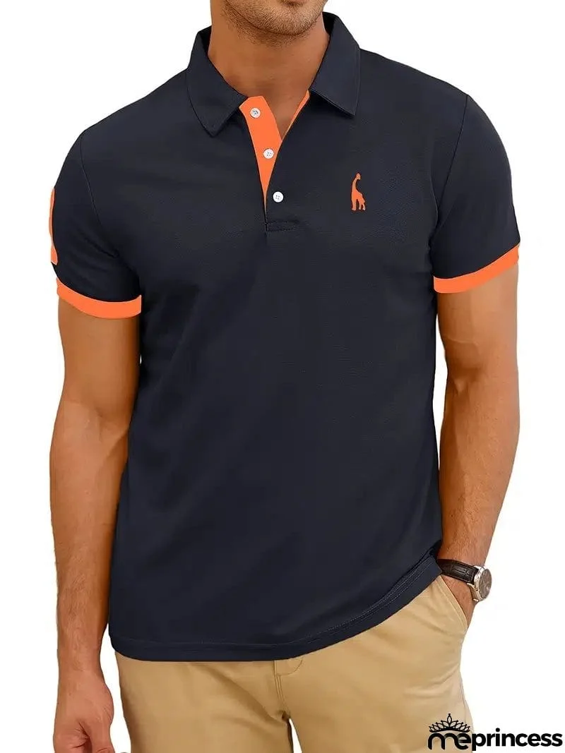 Men's Casual Slim Fit Short Sleeve Polo Shirt