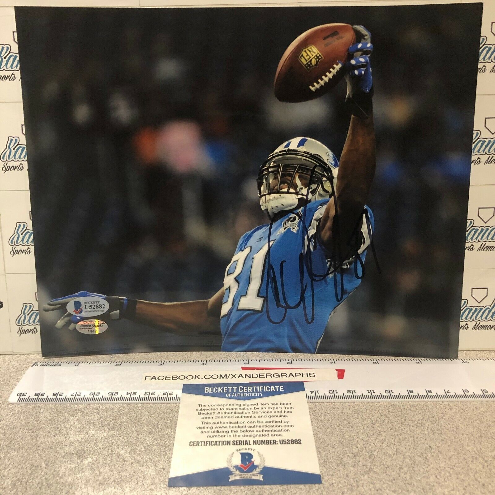 CALVIN JOHNSON MEGATRON HOF SIGNED AUTOGRAPHED 8X10 Photo Poster paintingGRAPH-BECKETT BAS COA