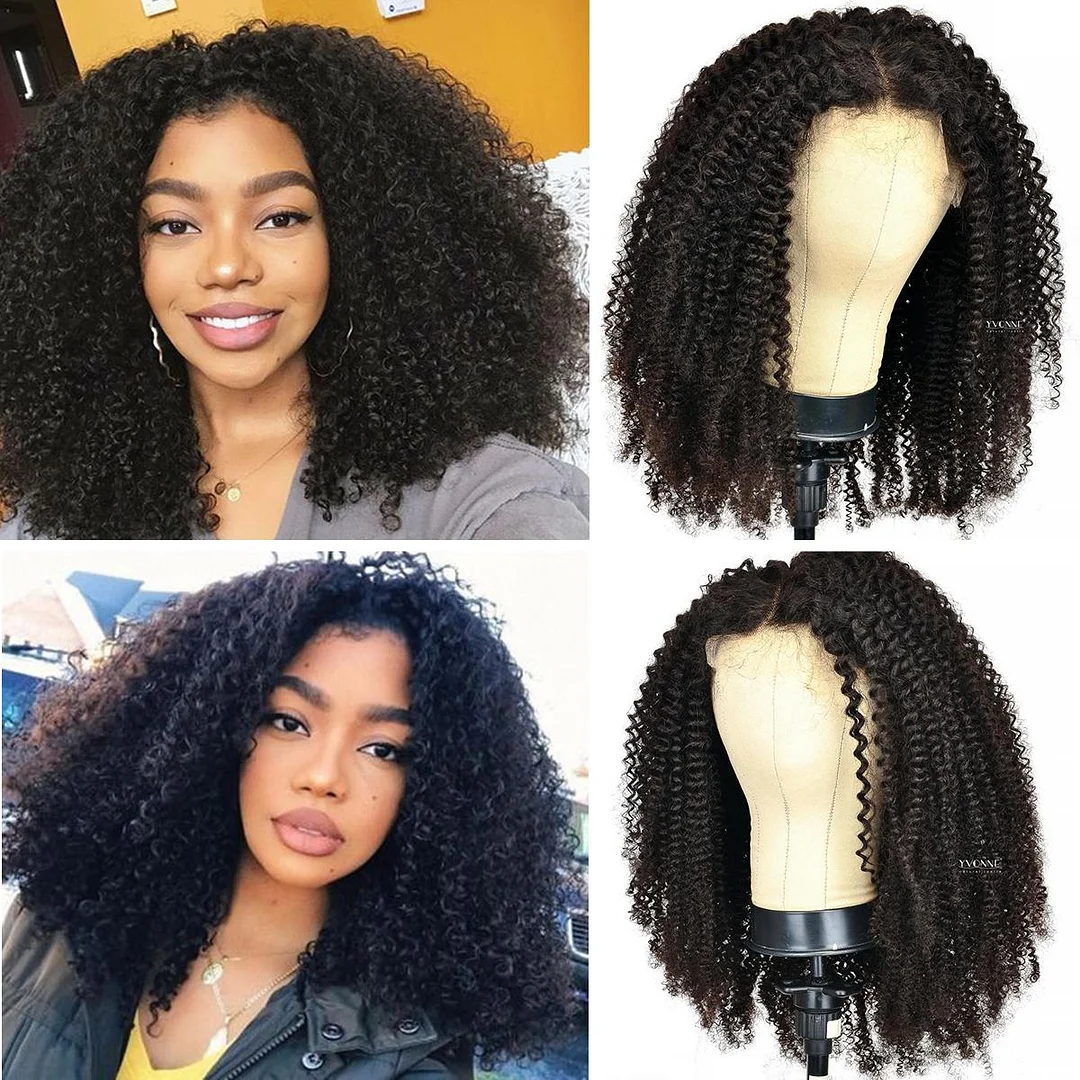 YVONNE Kinky Curly HD Lace Front Wigs 5*5 / 6*6 / 13*4 Lace Closure Pre Plucked Affordable Human Hair Wigs 
