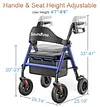 Soundfuse Rollator Walkers for Seniors with Seat, Foldable Lightweight Rolling Walker with 8" Big PU Wheels, Ergonomic Seat, Dual Height Adjustment