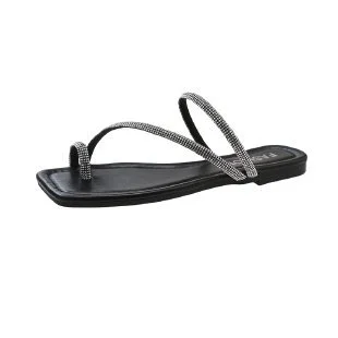 Uveng Uveng Feng Shui Diamond Cool Slippers Women Wear 2024 Summer New Soft Bottom Head With Skirt Students Beach Sandals