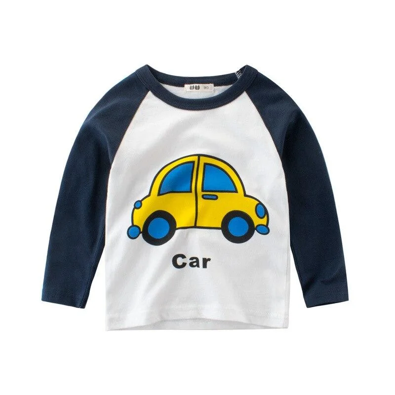 Kids Clothes Boys Solid Cotton T-shirts Children Autumn Winter Sweatshirts Cartoon Girls Long Sleeve Tops Baby Boy T Shirts