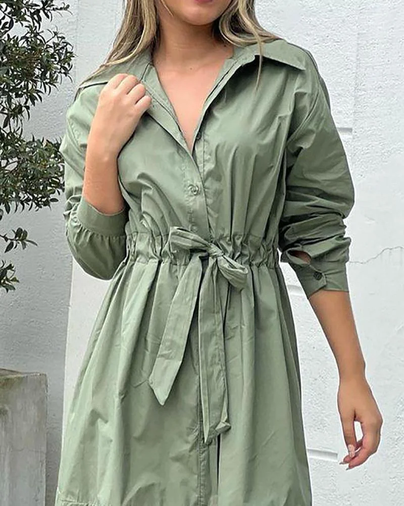 Casual lace-up midi dress