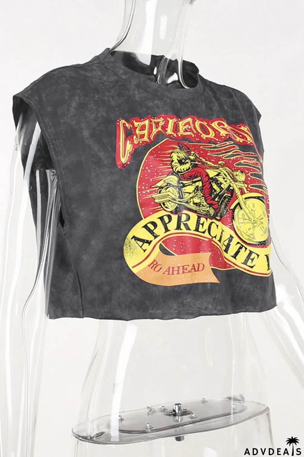 Grey Casual Print Basic O Neck T-Shirts