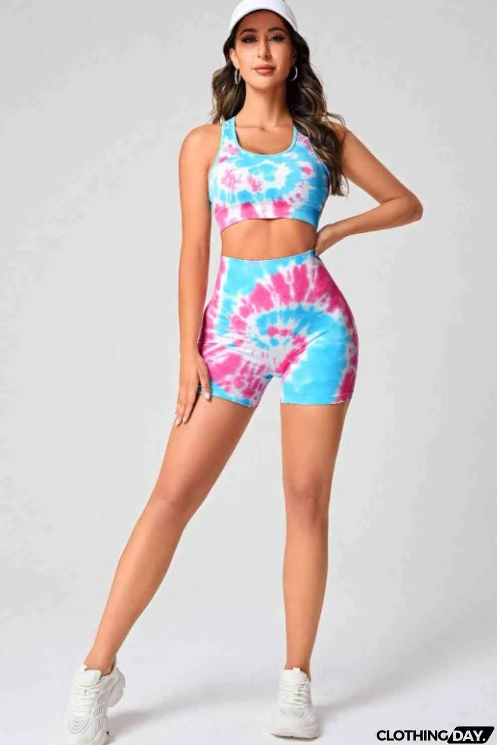 Tie-Dye Sports Bra and Shorts Set