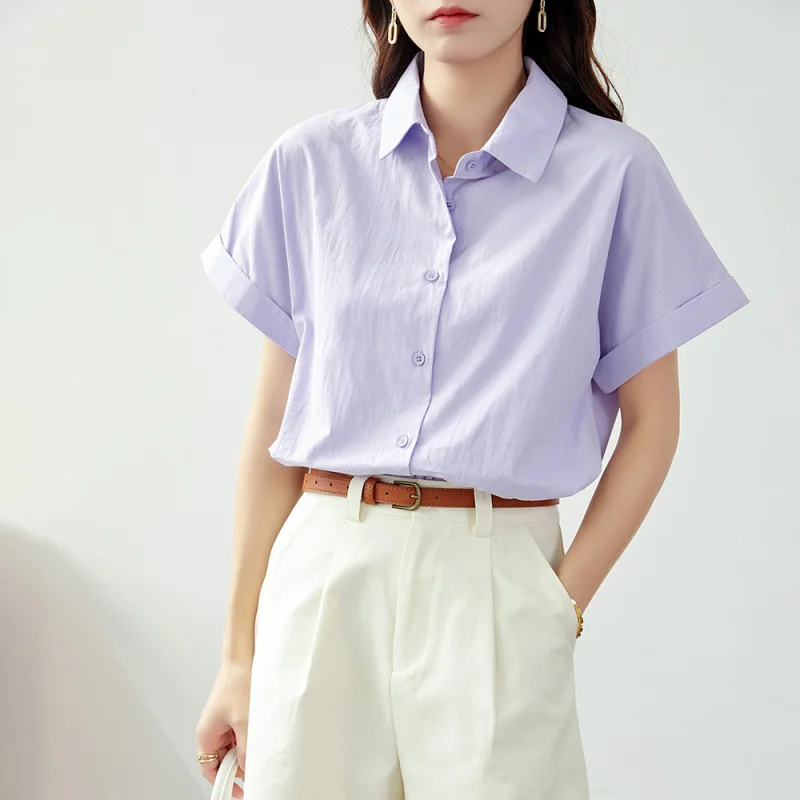 Athvotar Athvotar Short-Sleeved Shirt Women 2025 New Summer White Shirt Professional Commuter Women Wear Loose Tops