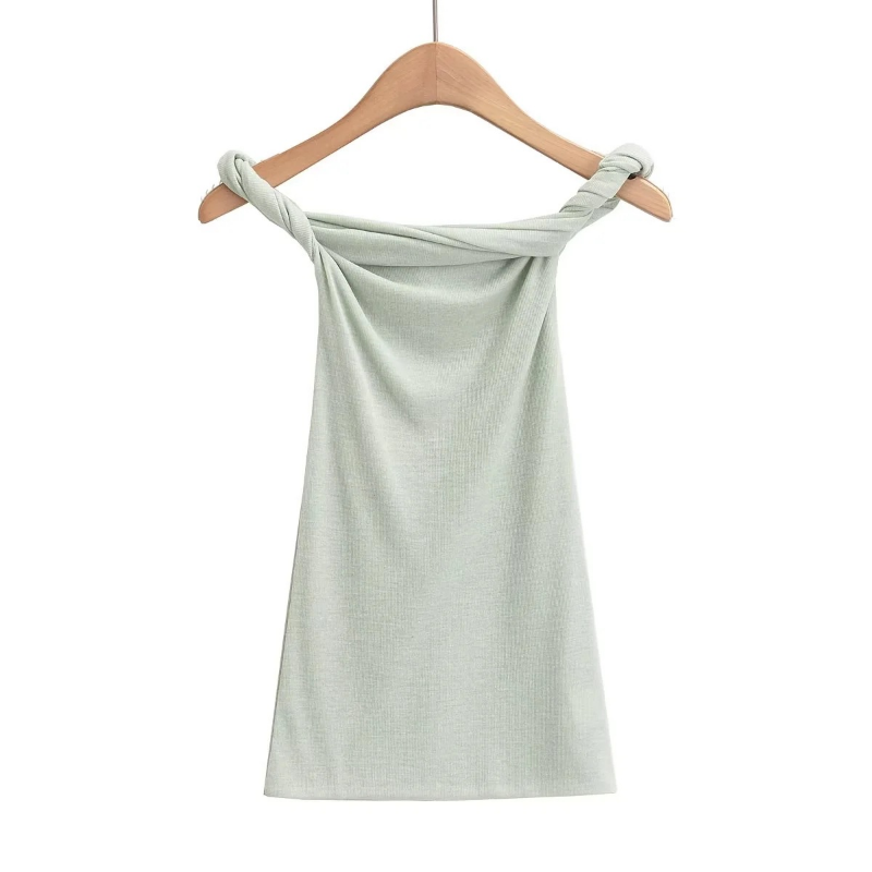 Ootddress Twist Off-Shoulder Slim T-shirt Solid Patchwork Elegant Backless Women's Top Y2k Top Pleated Casual Strapless Pullover Tee