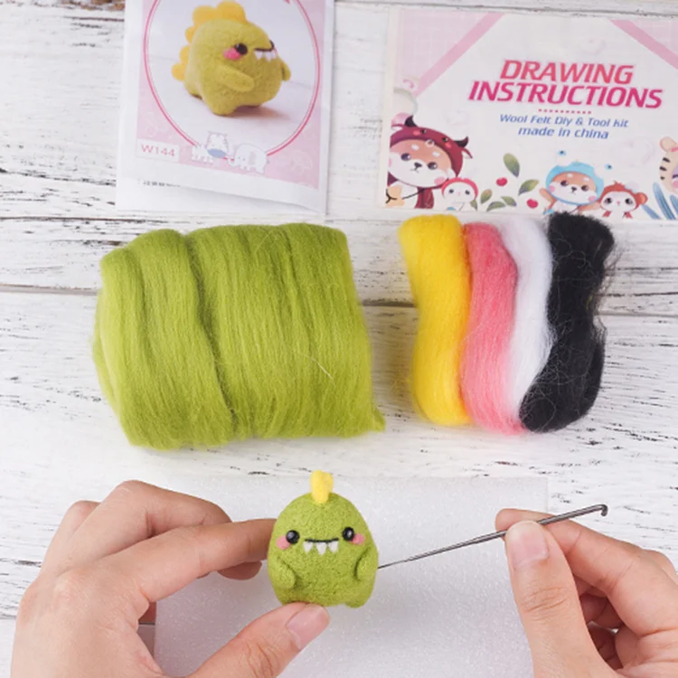  Ciieeo 6 Sets Poking Fun Crochet Felt Doll Kit Felting