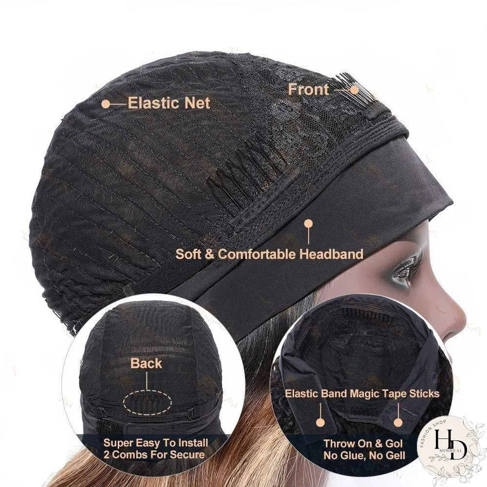 Turban Wig Ice Silk Hair Band Long Curly Hair Set