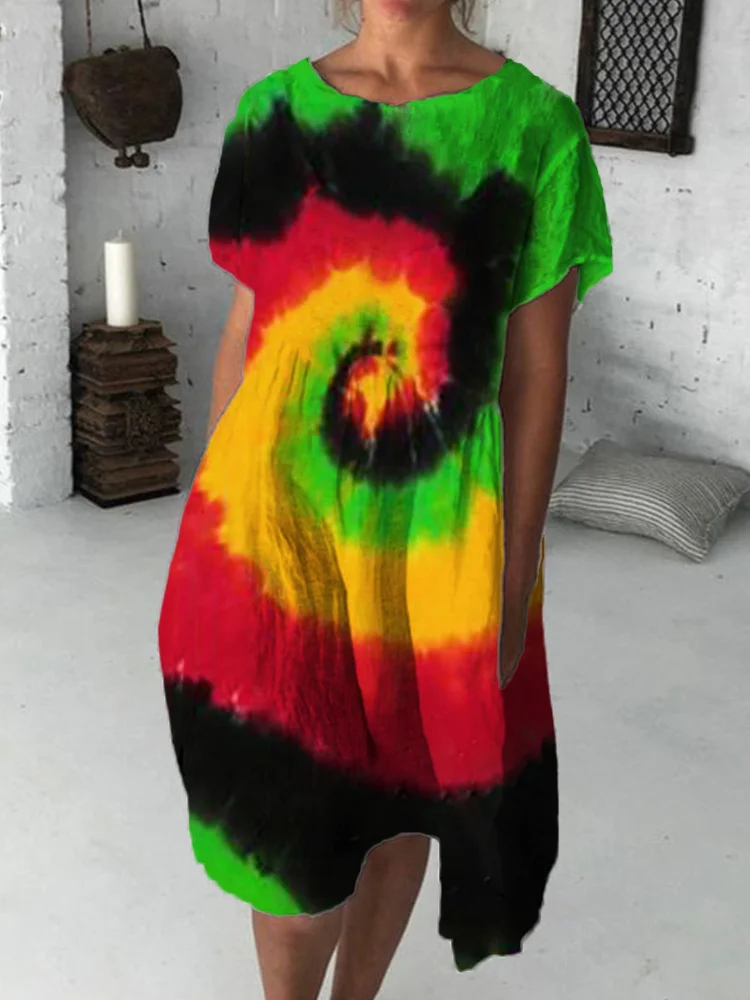 Black Pride Spiral Tie Dye Midi Dress