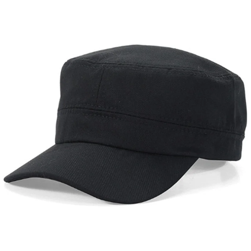 Men Plain Caps Adjustable Vintage Military Cadet Style Hat Breathable Sunproof Casual Solid Color Cap High Quality Fashion