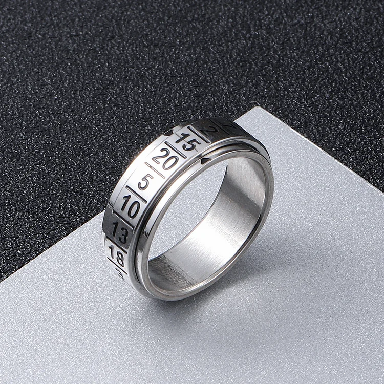 Simple Turnable Stainless Steel Number Ring