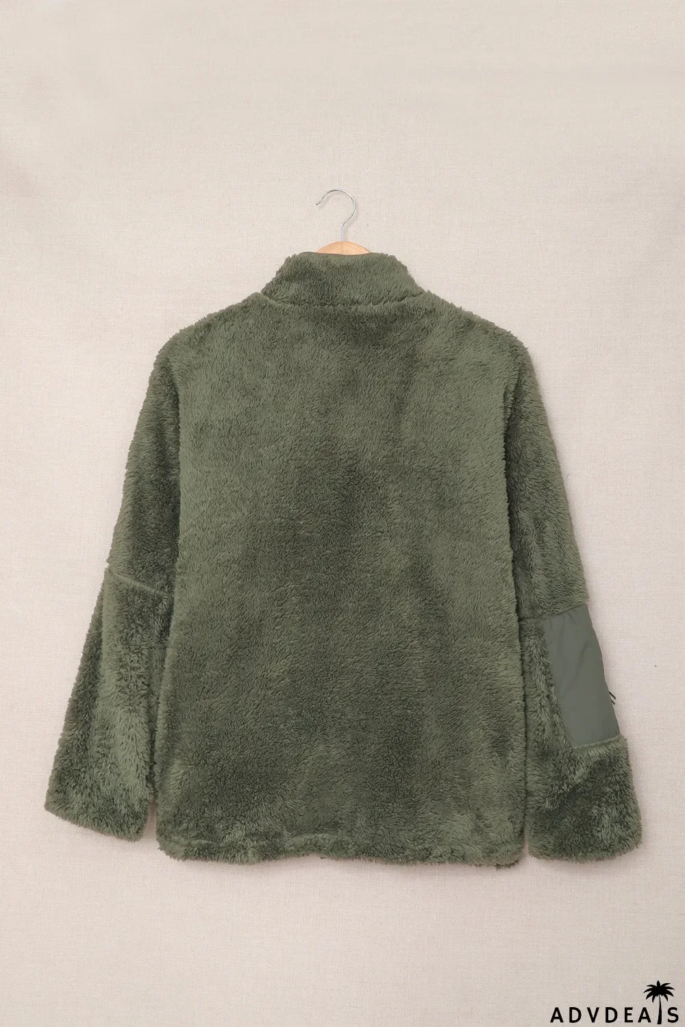 Zip Up Sherpa Coat With Pocket