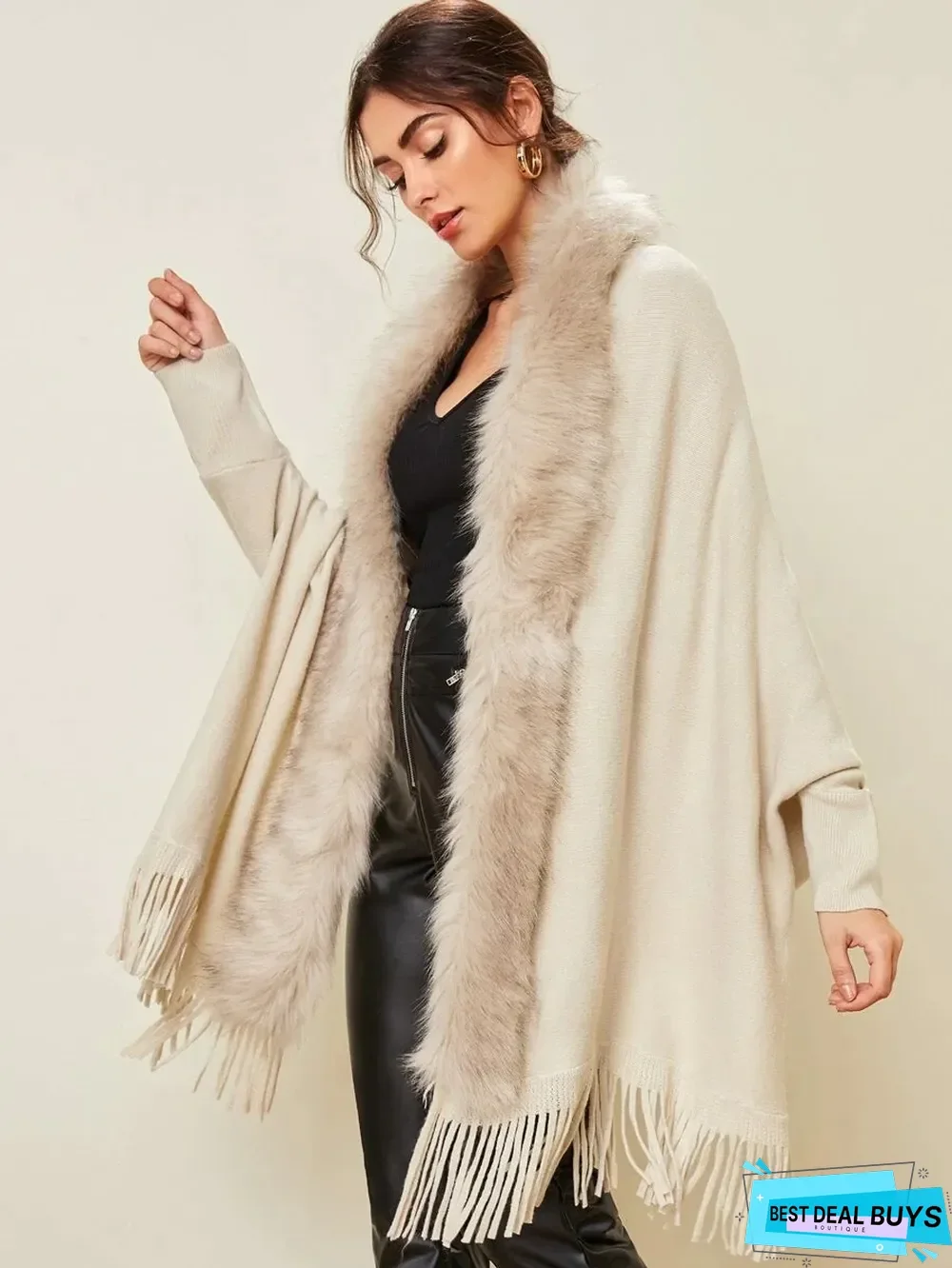 Autumn and Winter New Wool Collar Shawl Cardigan Coat