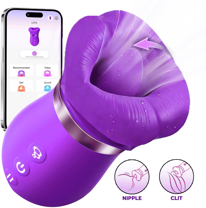 Kismet - Better Than Oral Sex, Realistic Tongue Vibrator App-Controlled Big Mouth Kissing & Sucking Vibrator By Rose Toy
