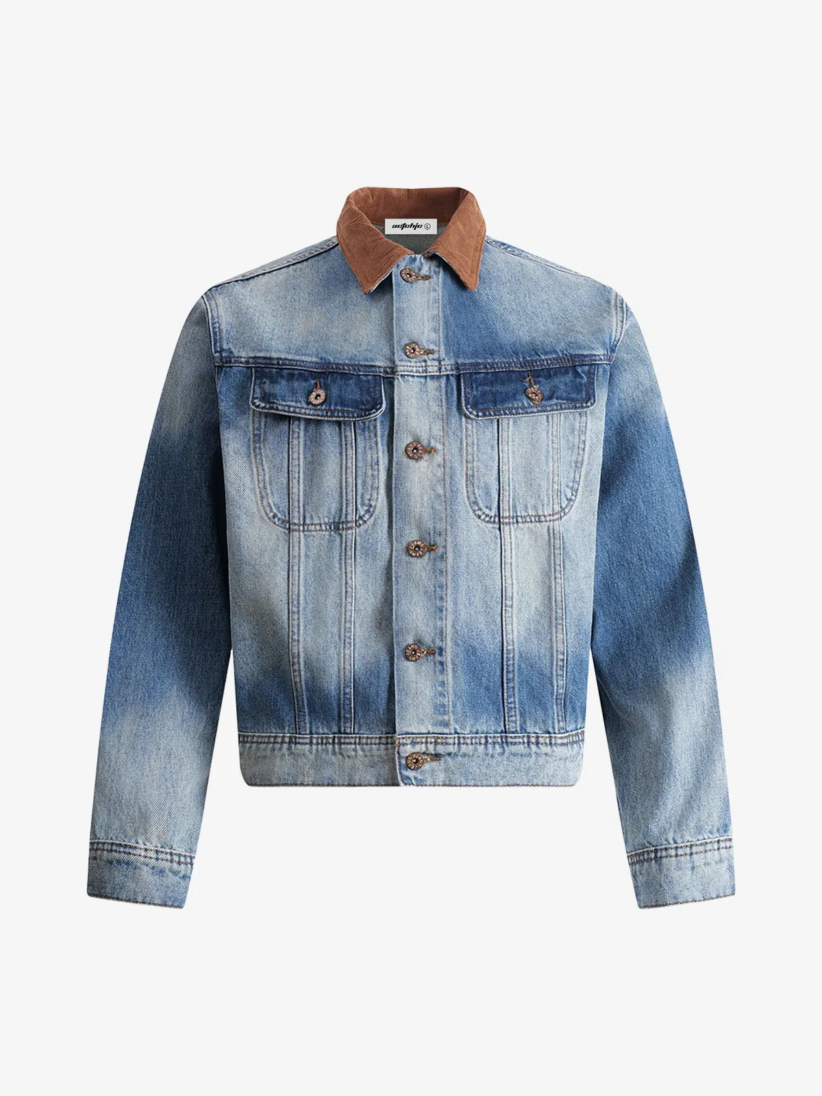 Blue Actchic Heavyweight Washed Gradient Denim Jacket Front