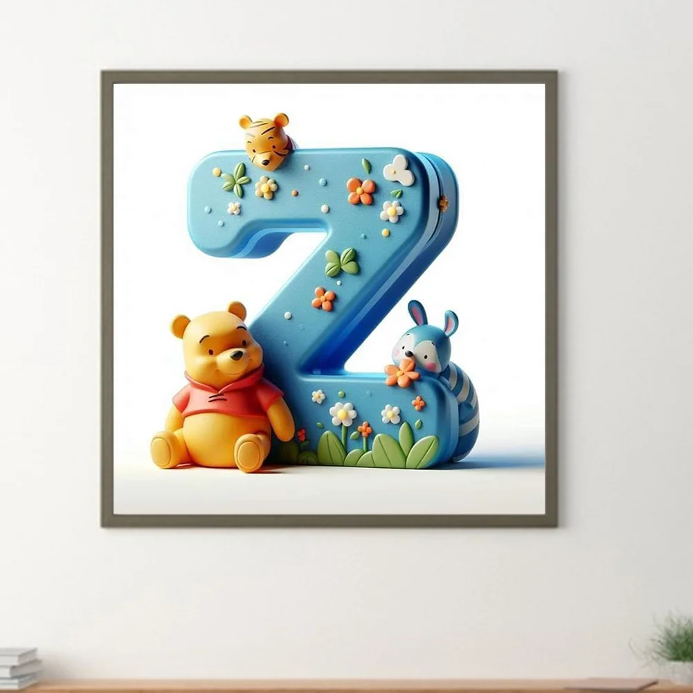 Full Round Diamond Painting 30*30cm - Winnie The Pooh'S 26 Letters Z